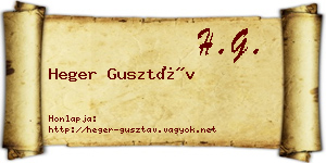 Heger Gusztáv névjegykártya